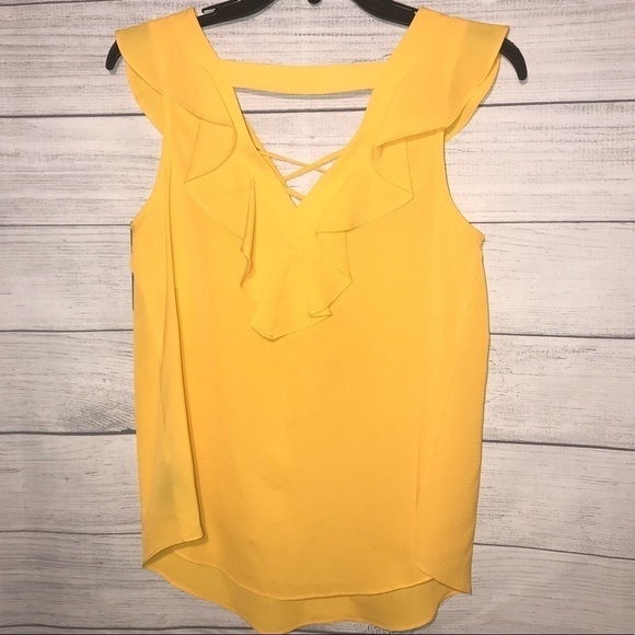 NWT A. Byer Yellow Reversible Blouse - Picture 2 of 6